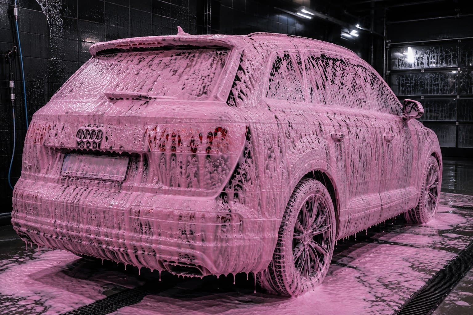 Audi Q7: активная пена ASF и результат мойки — до мойки